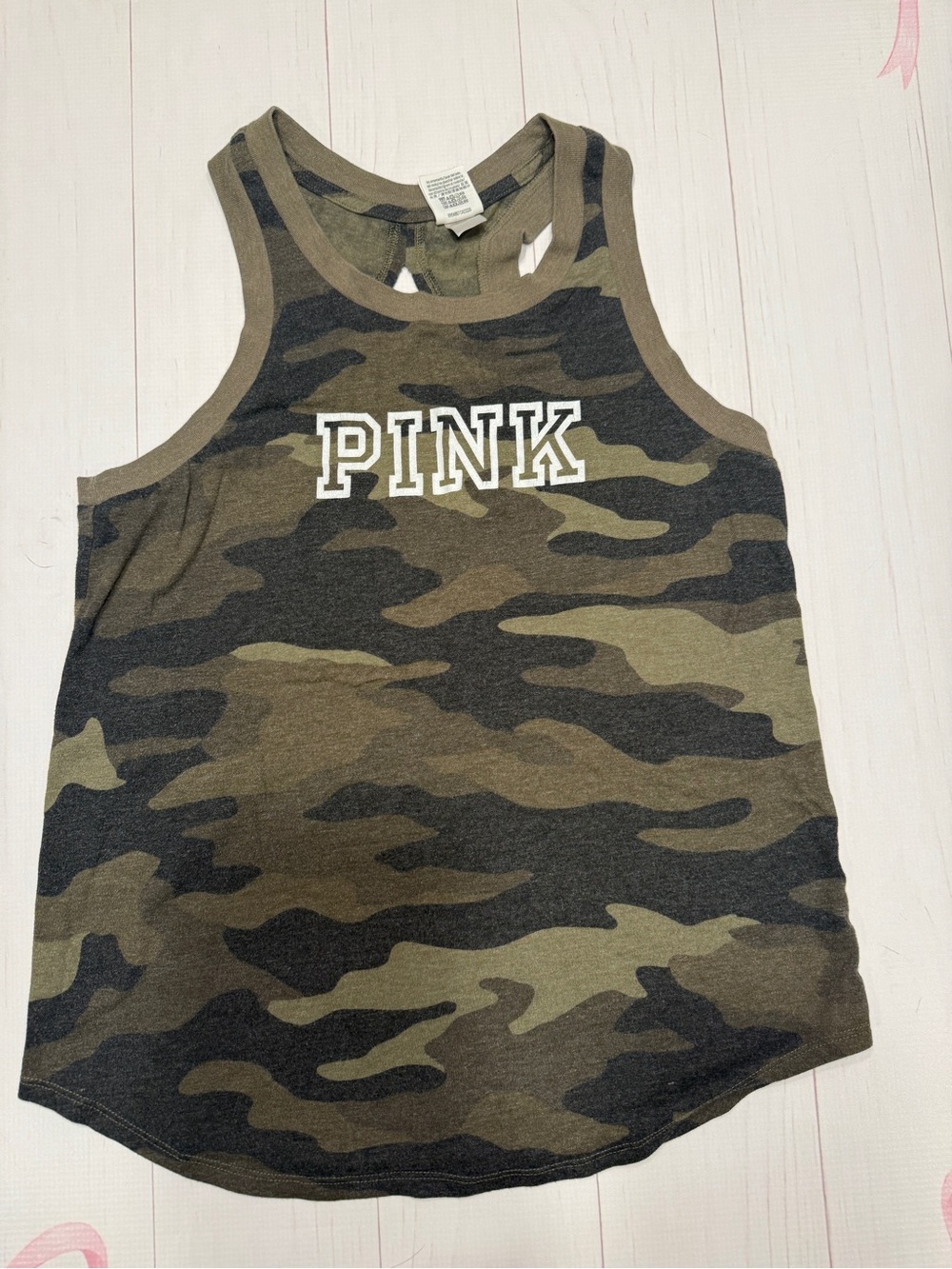 PINK Victoria's Secret Olive Camo Tank Top Size Small